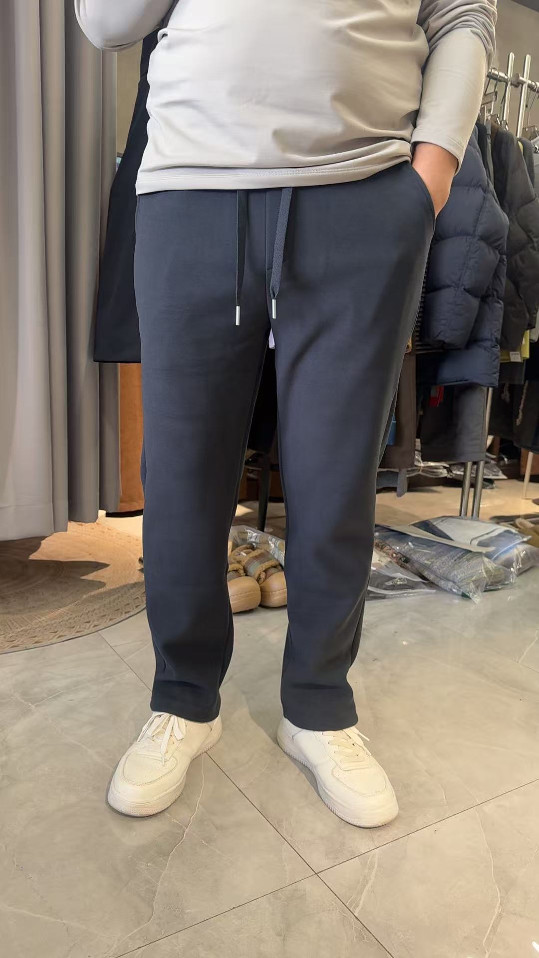 【一吨她爹专属】2025冬新款男士休闲运动针织直筒加厚保暖防风裤