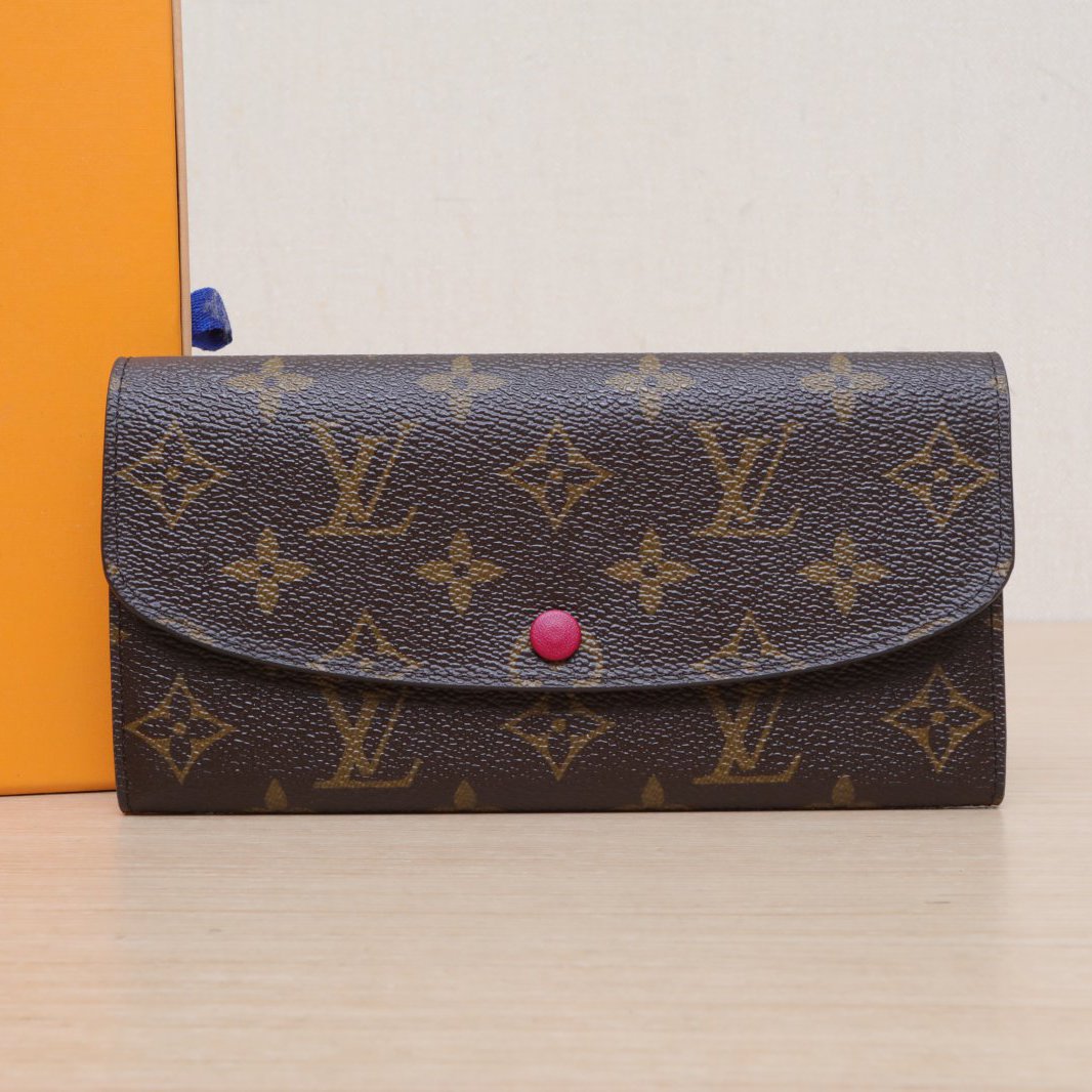 99新 LouisVuitton/路易威登 小花Jerry活动 老花 长款豆豆钱包