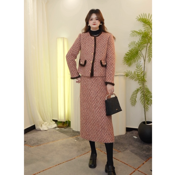 [浪漫花海]可拆卸羽绒千金风法式时尚短外套设计师冬季小香风女装