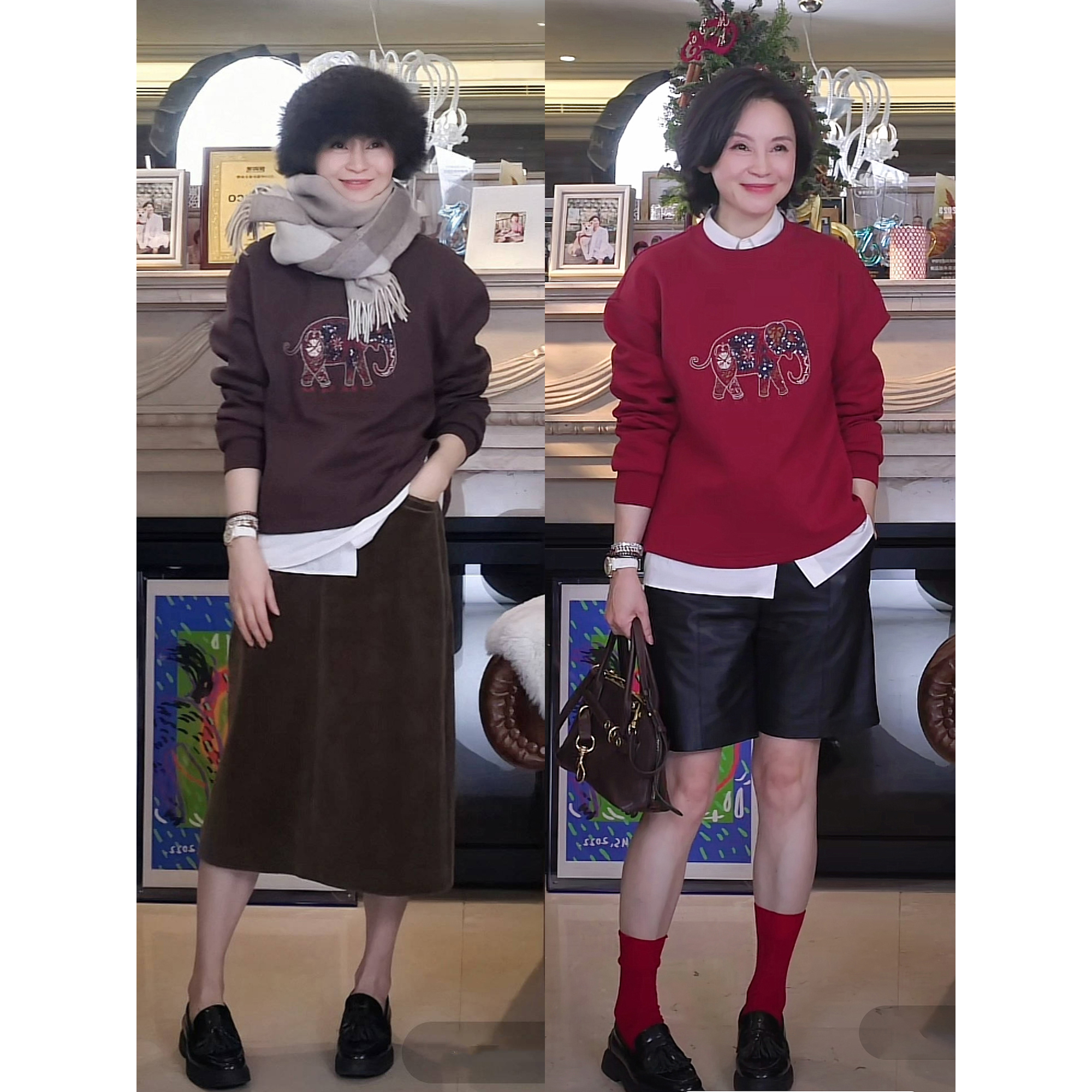 我是摩羯 吉象如意 50支热暖绒空气层面料万针绣花拼接珠绣卫衣