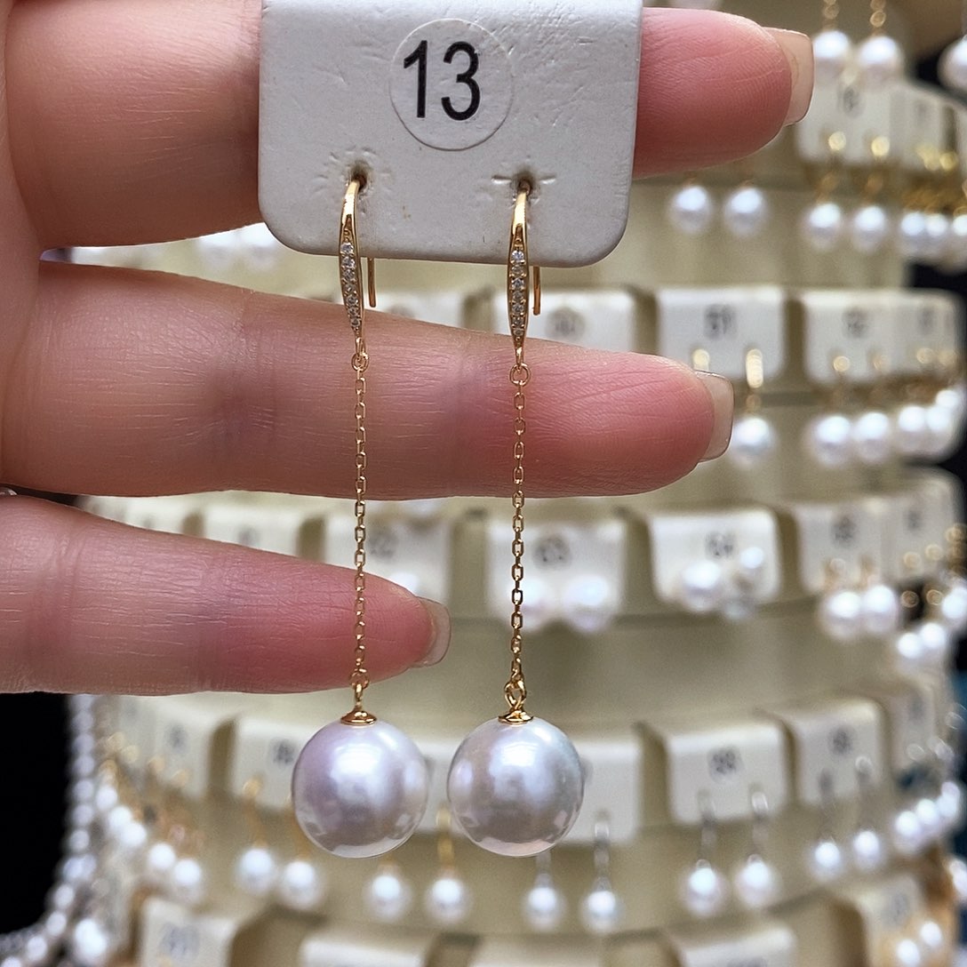 银S925镶嵌淡水珍珠耳饰