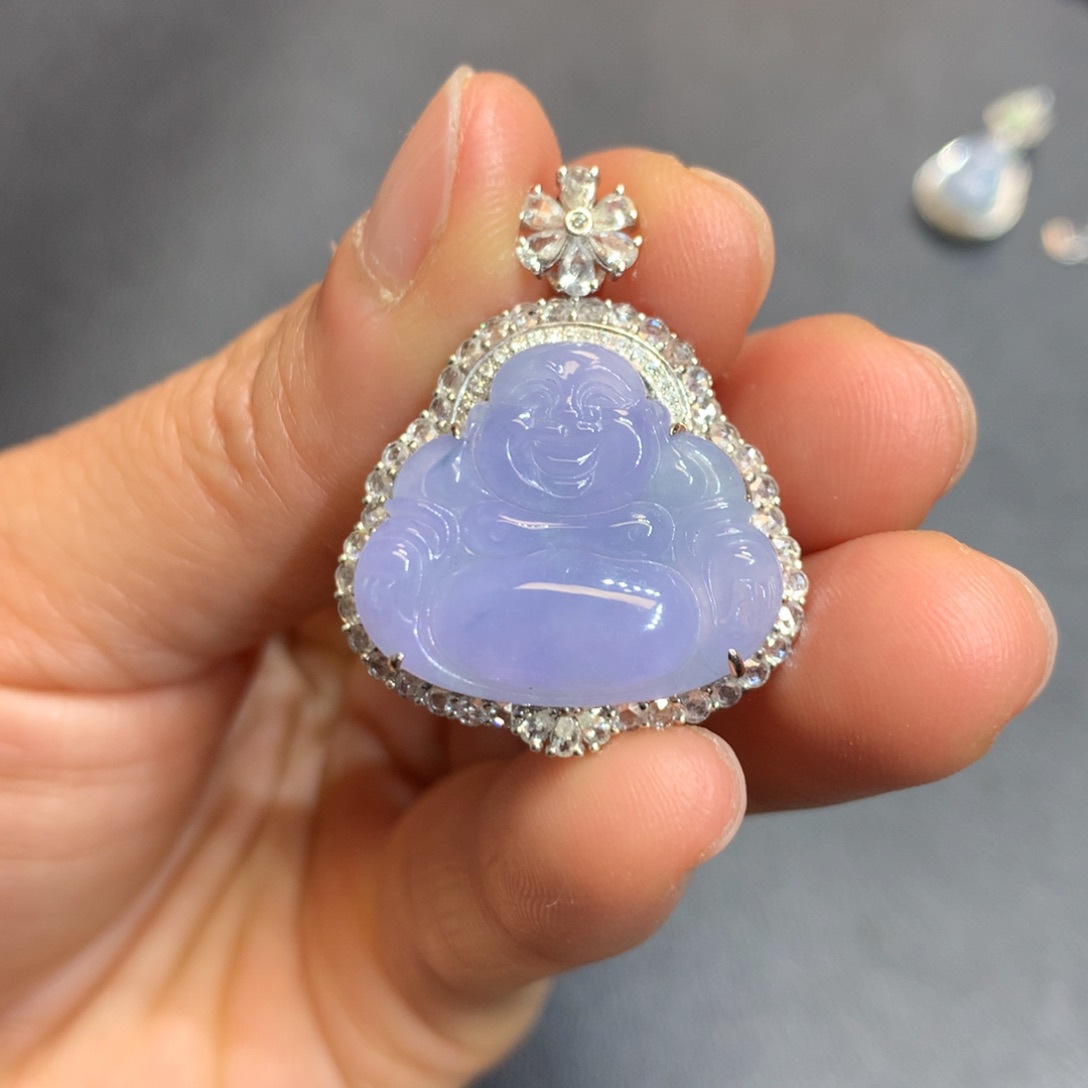 翡翠吊坠(不含链)18K金镶嵌