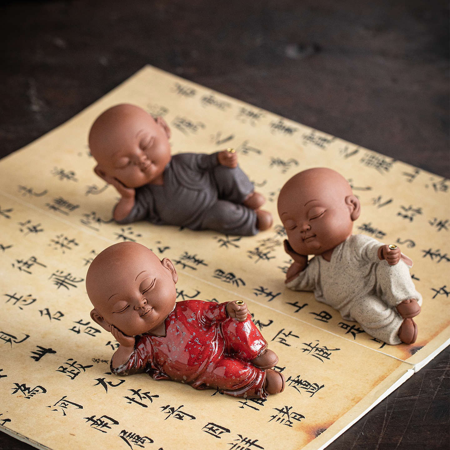 可养创意紫砂小和尚线香炉茶宠摆件茶道配件家居装饰