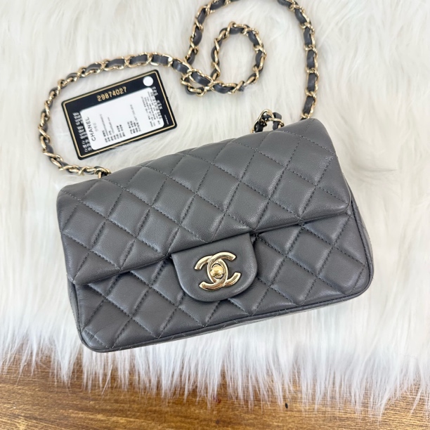 95新 Chanel/香奈儿 CF大mini 29开 锡器灰金扣