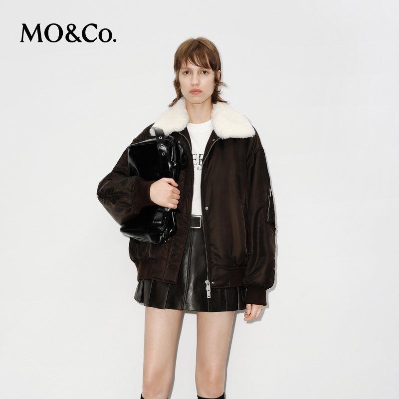 【粉丝专享】MOCO外套冬可拆卸毛领双开拉链飞行夹克MBD4COTT14