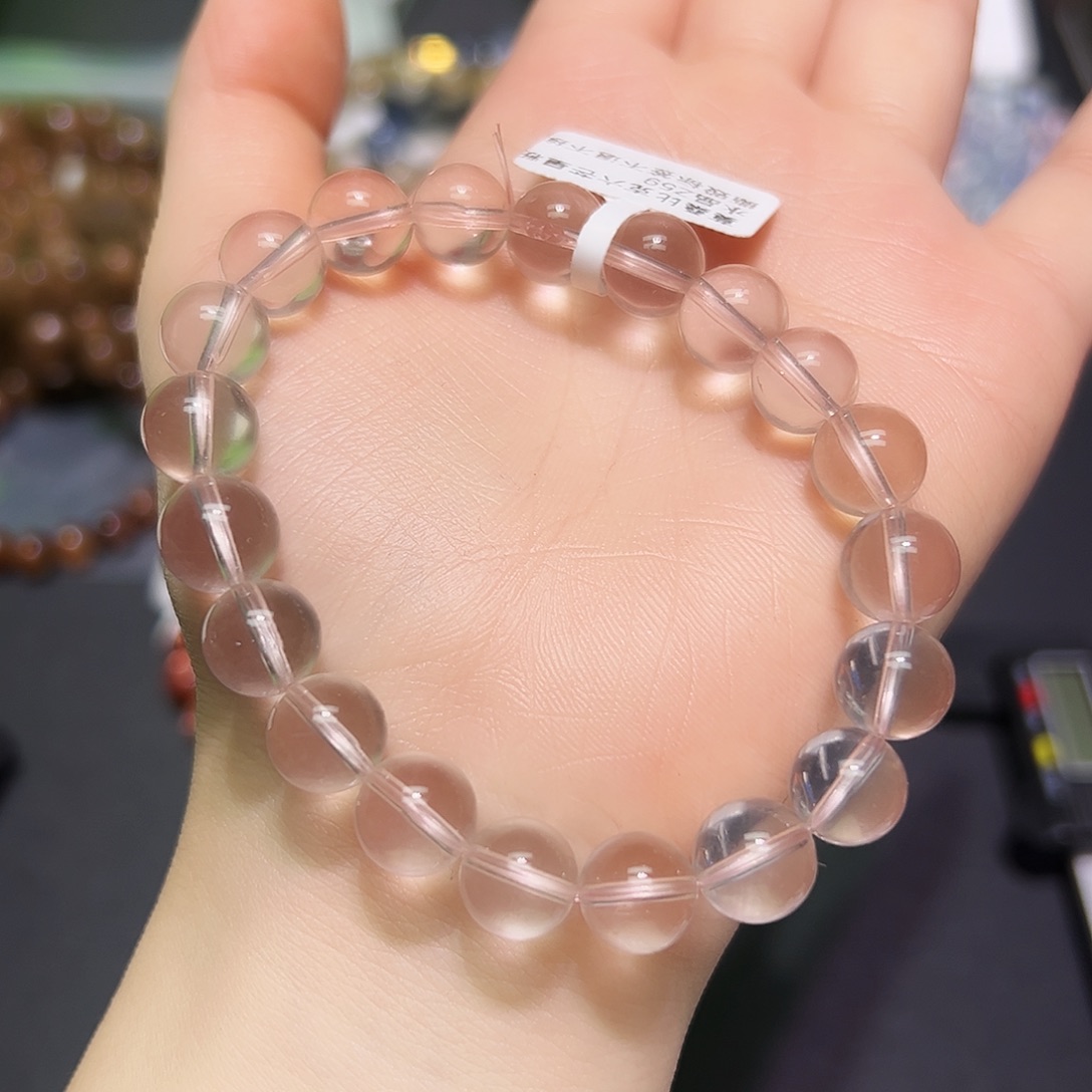 未镶嵌手链水晶莫桑比克粉水9毫米30号