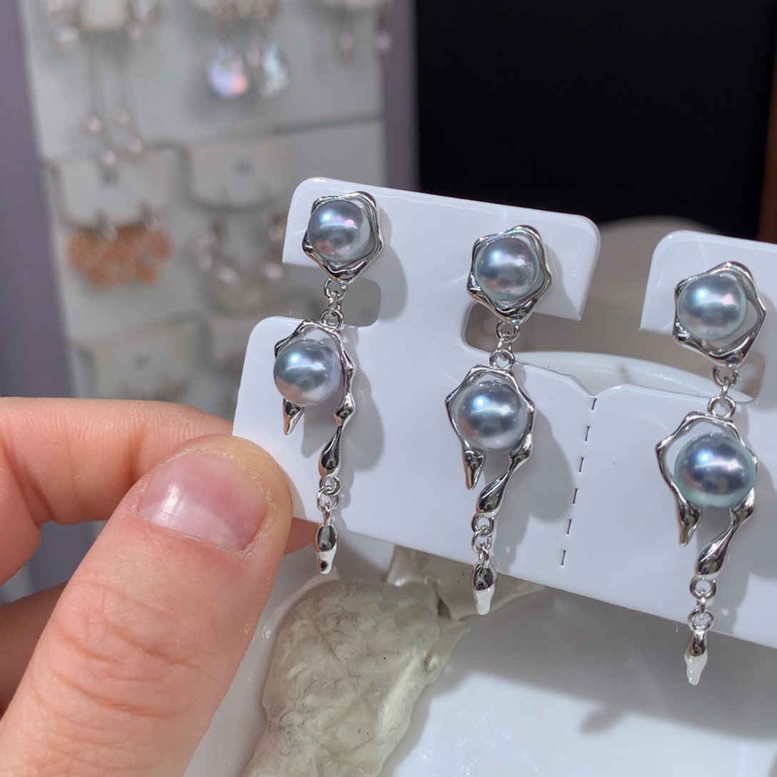 小****海水珍珠耳饰银S925镶嵌
