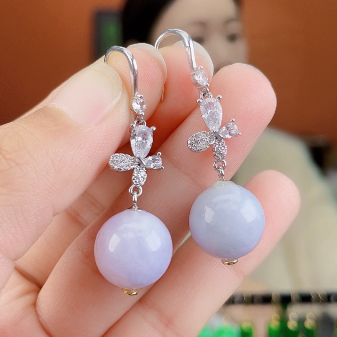 翡翠银S925镶嵌耳饰