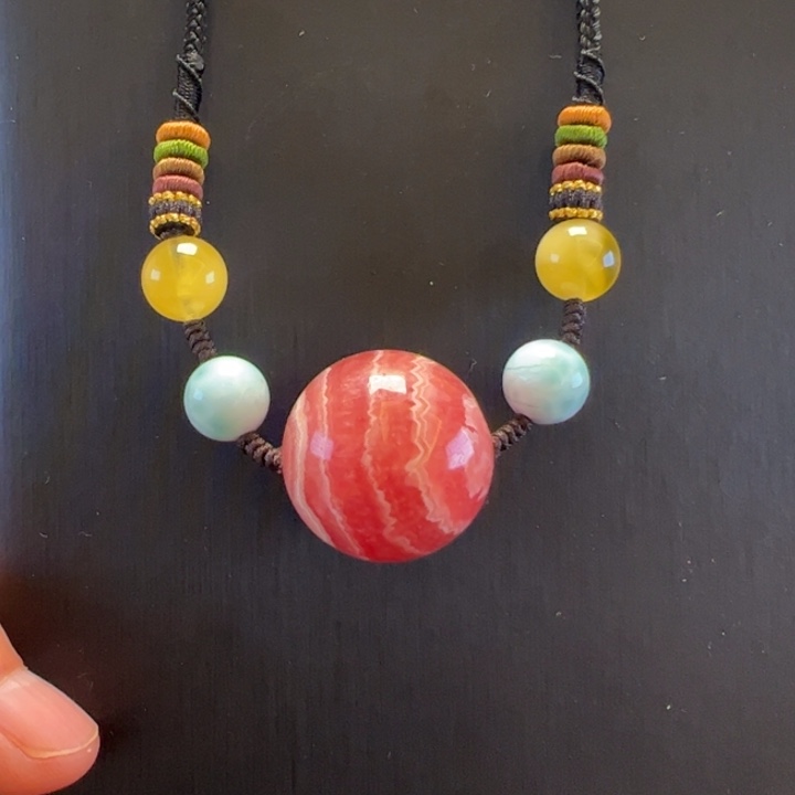 菱锰矿（红纹石）毛衣链未镶嵌