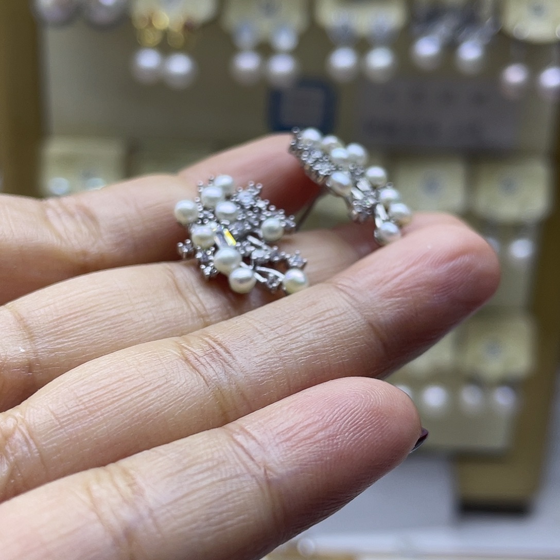 淡水珍珠耳饰银S925镶嵌