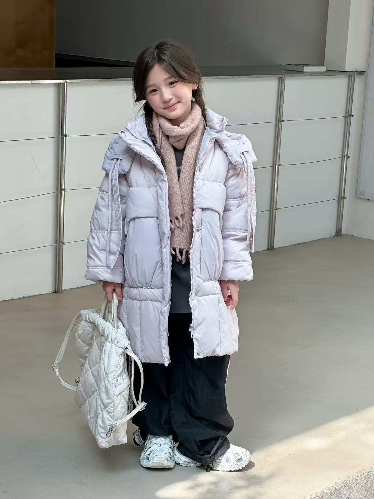 2025童装女童冬季衣服女孩长款连帽三防立领加厚白鸭绒羽绒服2508