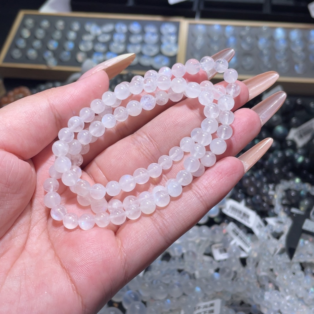 未镶嵌手链长石蓝月光手链多圈6mm