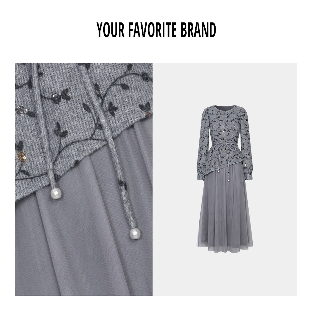 清仓专属鬼马少女气质轻奢时尚长袖显瘦设计师连衣裙SA2D345343