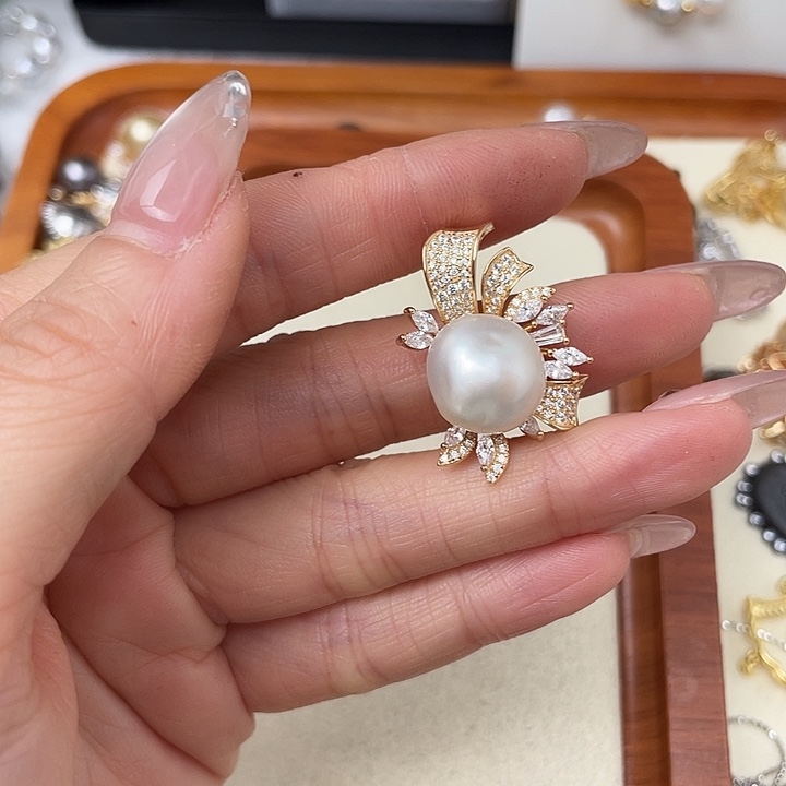 海水珍珠银S925镶嵌吊坠(不含链)