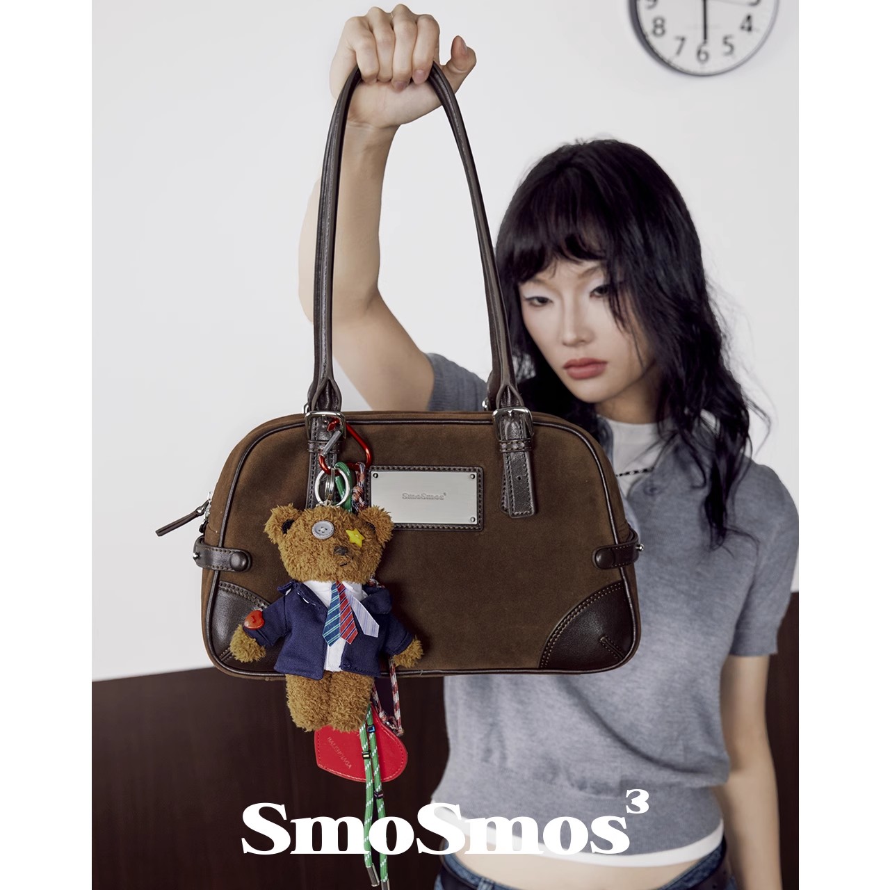 SmoSmos【Boxing包】25春原创小众麂皮保龄球腋下女波士顿单肩包