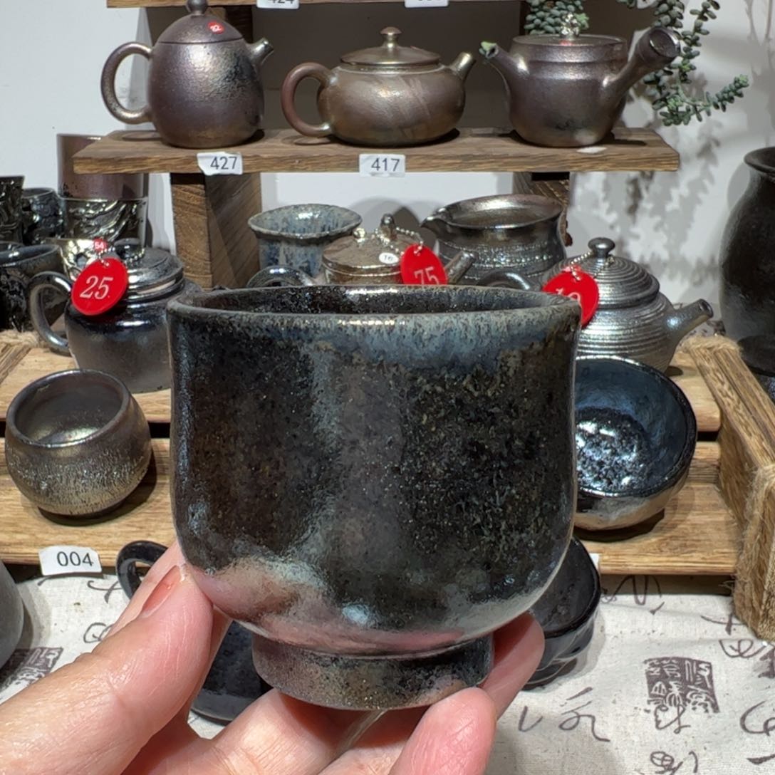 壶建水紫陶紫泥柴烧杯一瑕