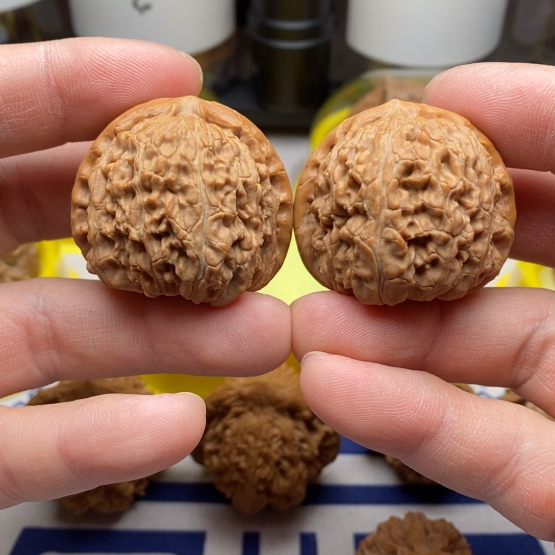 核桃把件3.9cm白狮子的