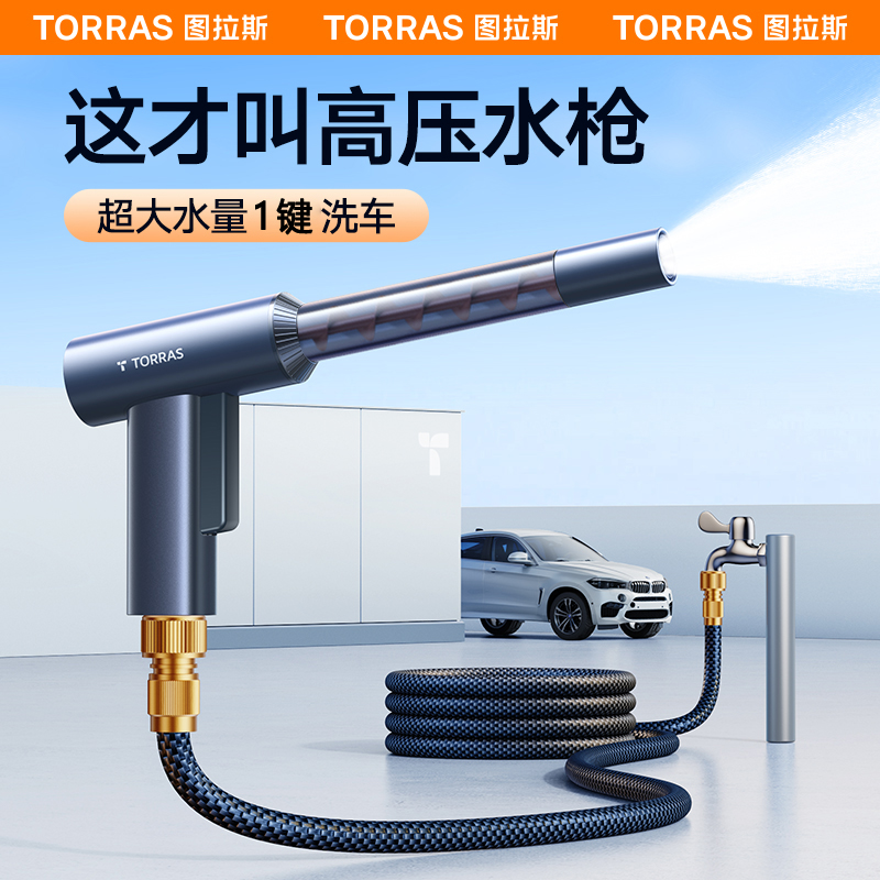 图拉斯洗车枪高压水枪车用冲洗喷头超强力增压喷水枪头自来水管用