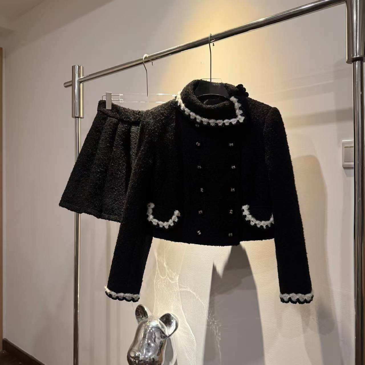 cc小众设计【Miu系少女】小个子长袖设计感秋冬小香风气质套装58239