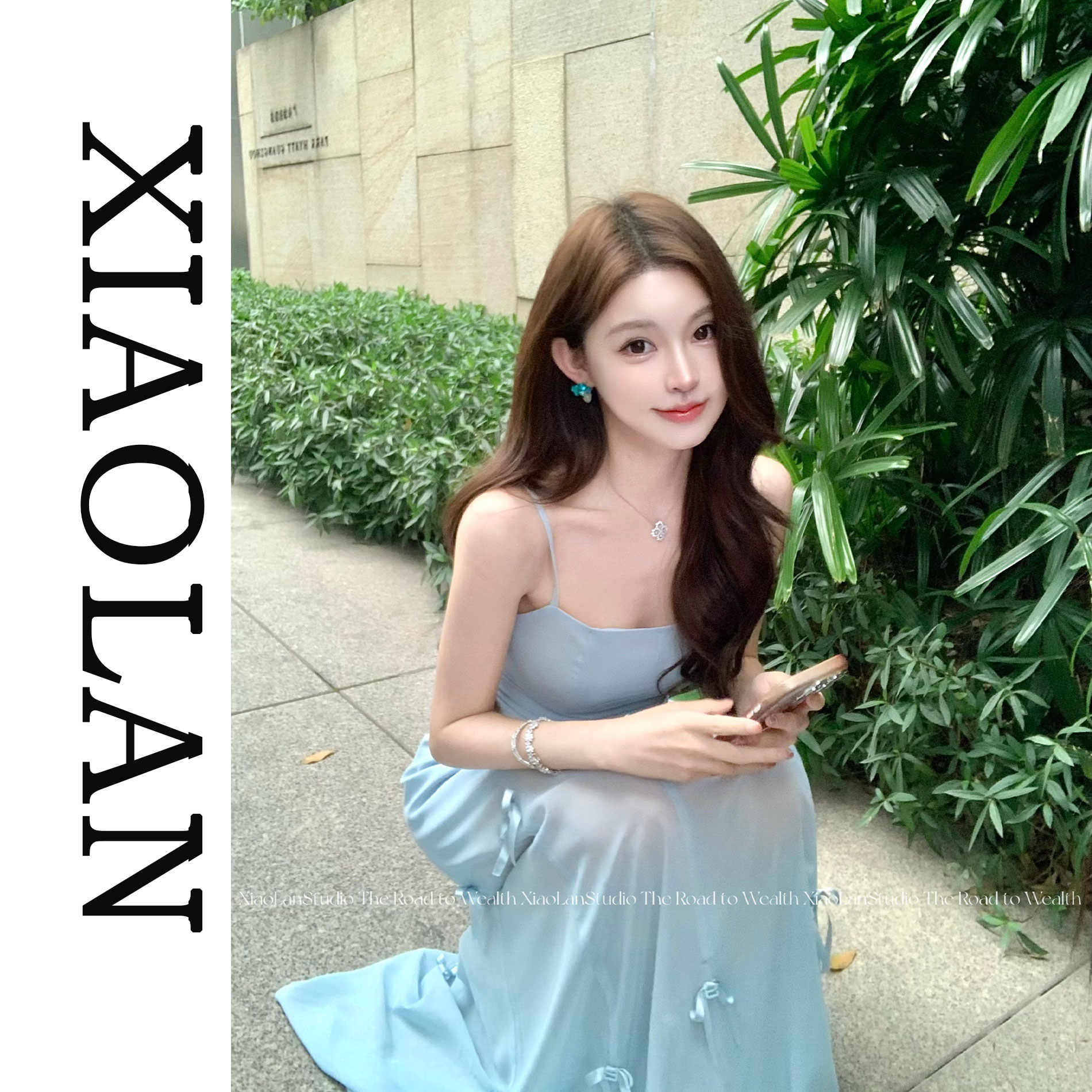 小岚同学「夏季精灵」显瘦气质时尚百搭夏季小众纯色设计感连衣裙