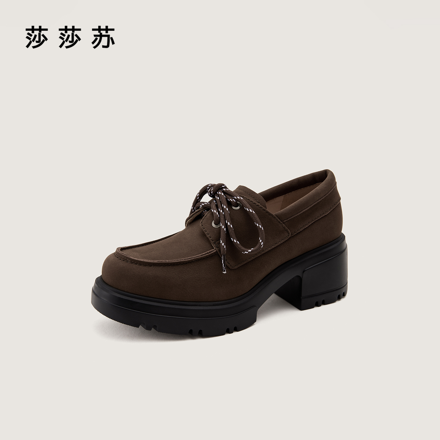 【伯爵乐福】莎莎苏2025秋季时尚通勤粗跟绑带深口乐福鞋ZA65508-41