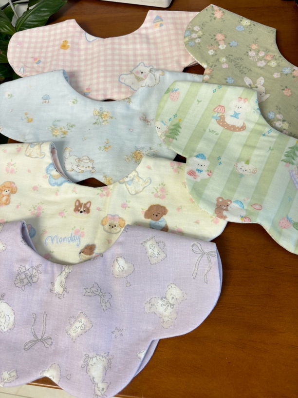 （直播过款婴儿纯棉双层纱布棉口水巾可爱卡通