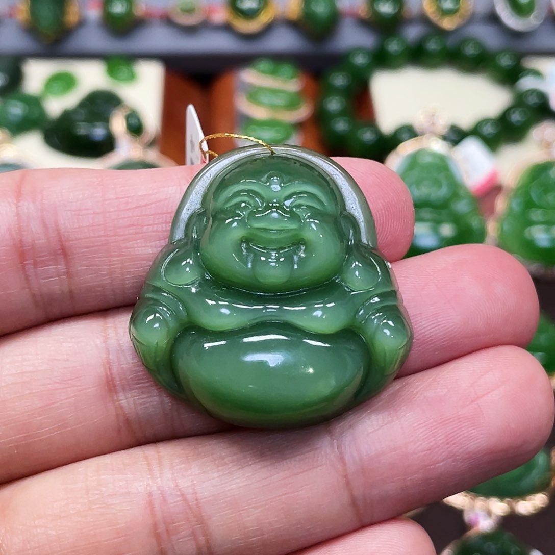 和田玉（碧玉）颈饰未镶嵌佛公34mm