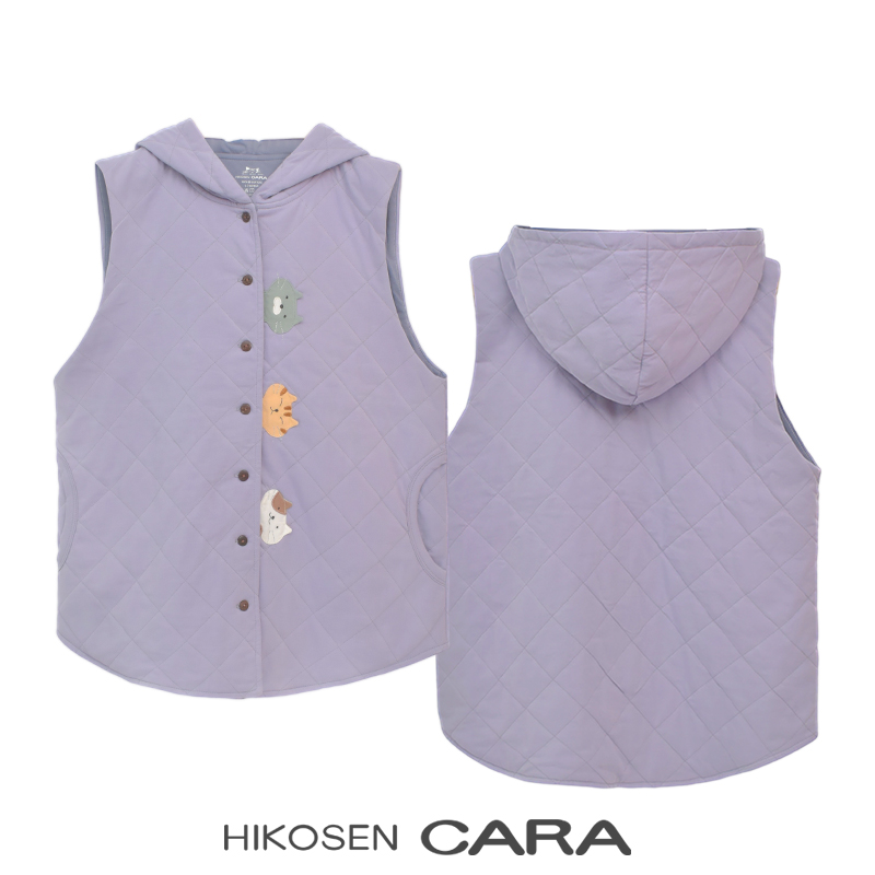HIKOSEN CARA卡拉猫保暖酷罗虎斑猫猫连帽棉马甲百搭外套马夹夹棉