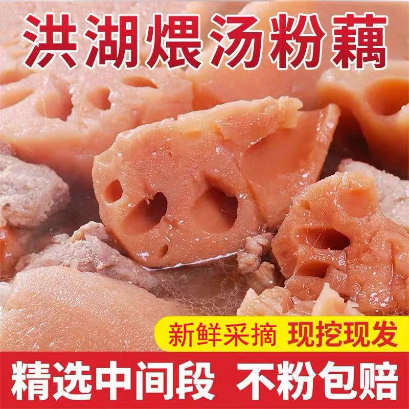 楚源臻选•湖北洪湖新鲜现挖正宗煲汤粉藕九孔红莲藕特产3斤精品装