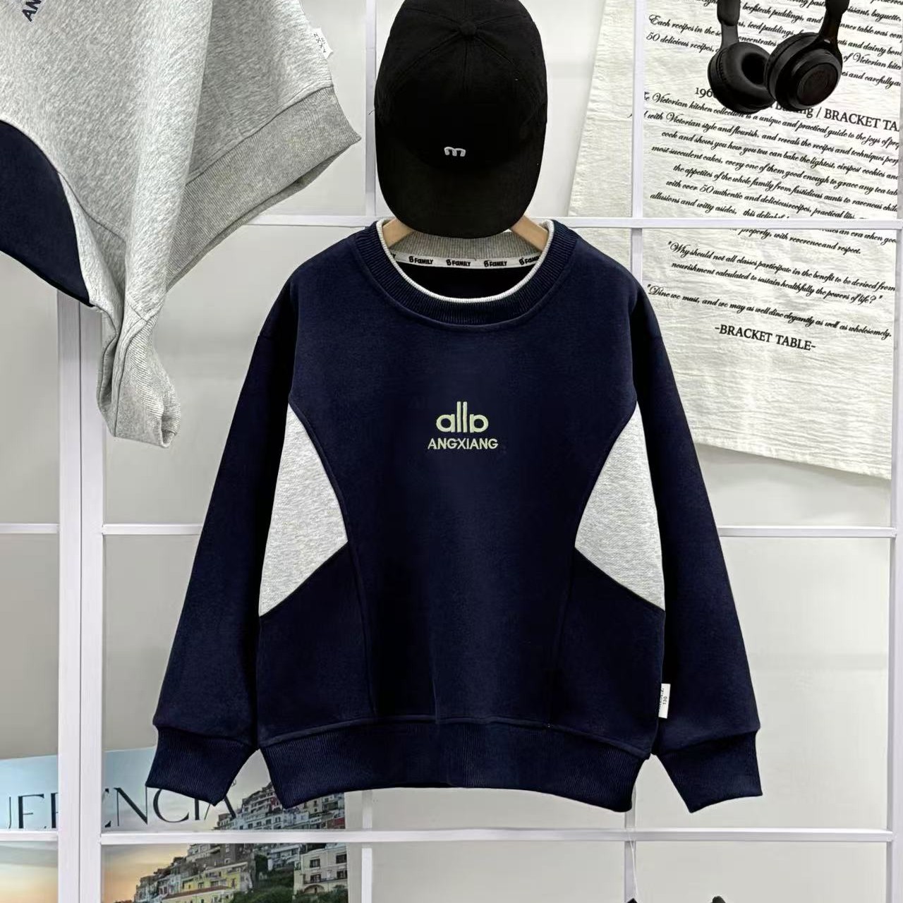 秋季【350克】重磅新款户外儿童宽松女童男童时尚卫衣休闲