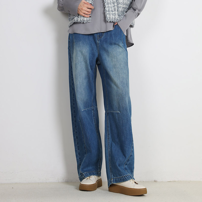 Jane express/简表达25年春牛仔裤长裤香蕉裤复古休闲CKZ53001