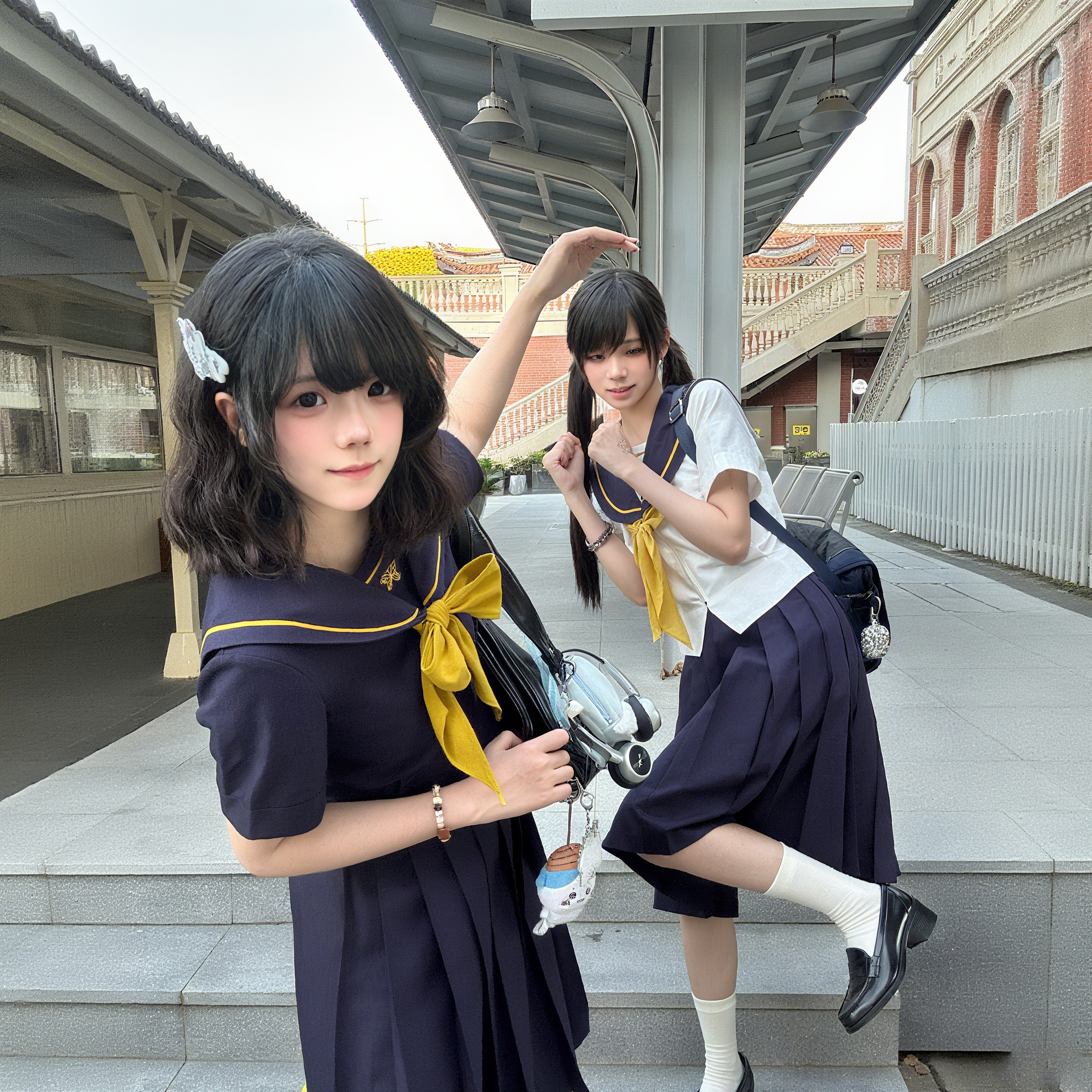 椿岛森原创JK制服套装【锦上蝶】日系学院风收腰校供感水手服长裙