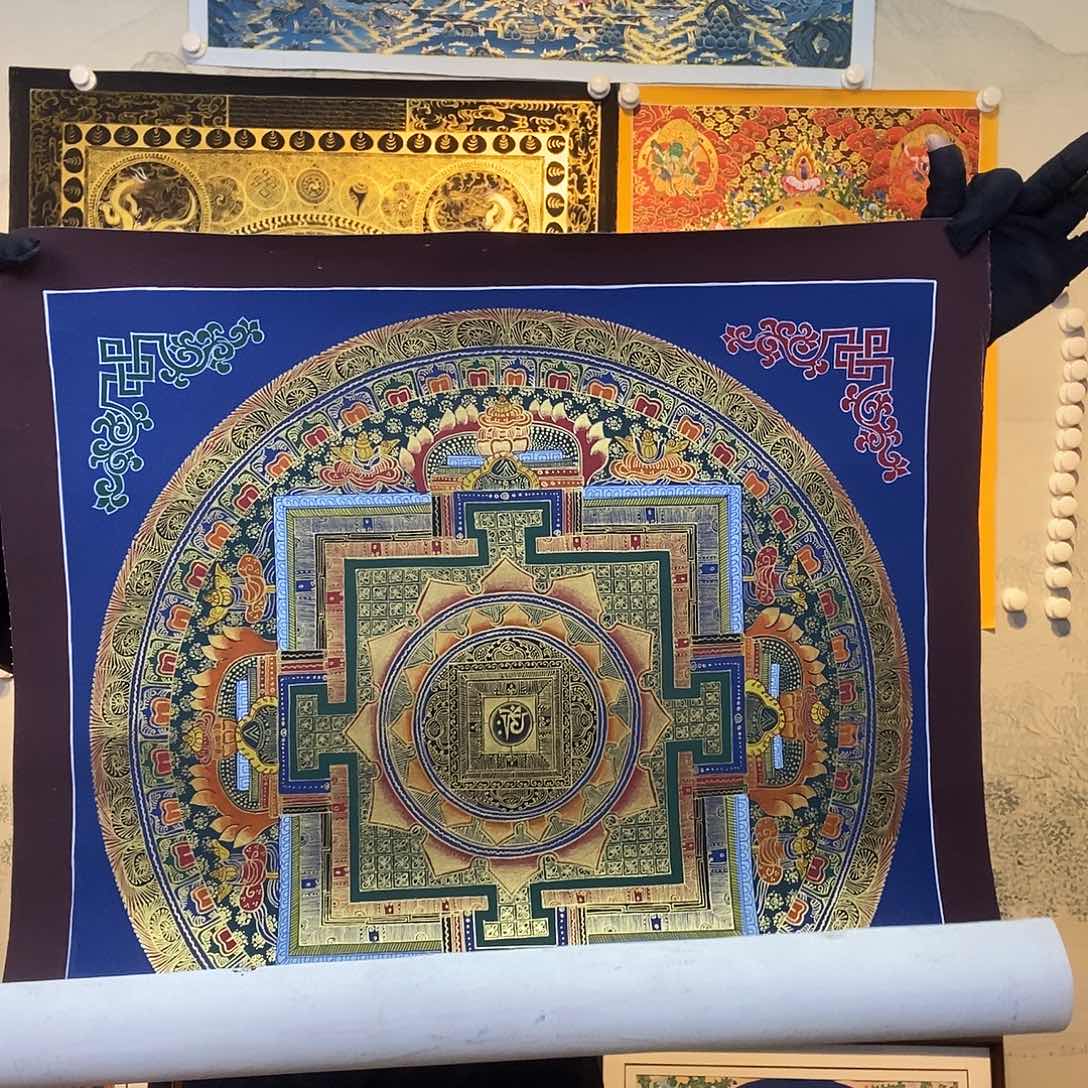 卷轴画纯手绘坛城唐卡50厘米左右