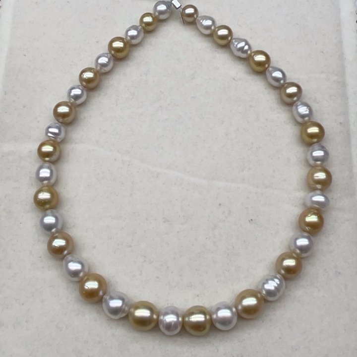 项链未镶嵌海水珍珠白金混彩巴洛克8-11