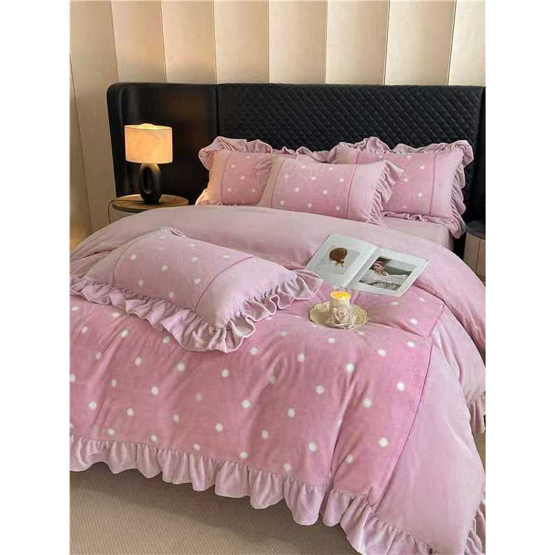 【晴美】高克重兔毛绒印花四件套--茜茜公主-梦幻紫