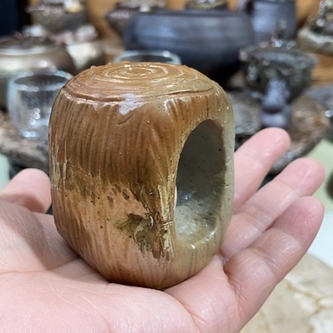 杯盖置 柴烧裸烧手作品