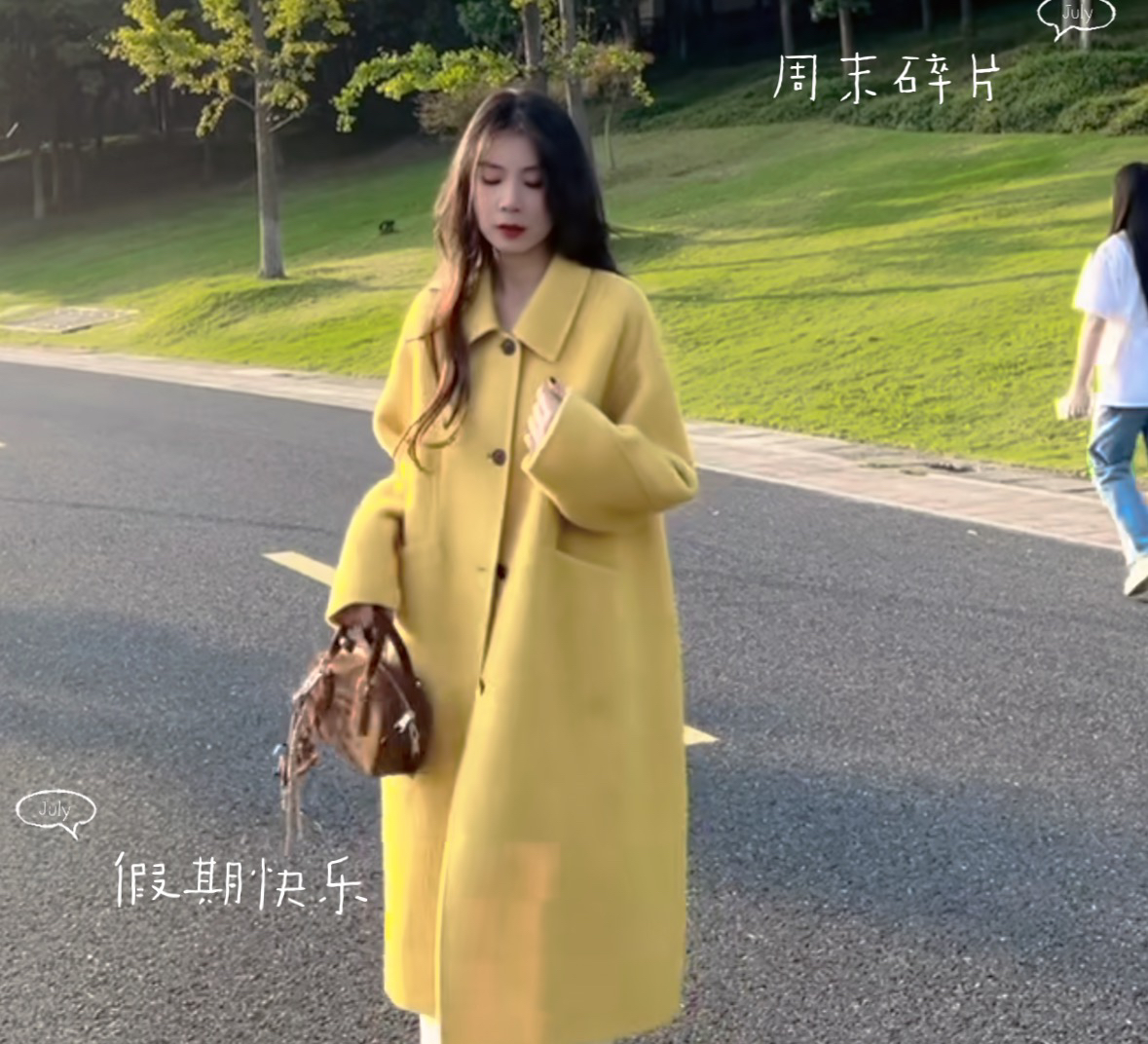 羊驼绒双面羊毛大衣显瘦减龄日系宽松极简设计秋冬高级感长款大衣