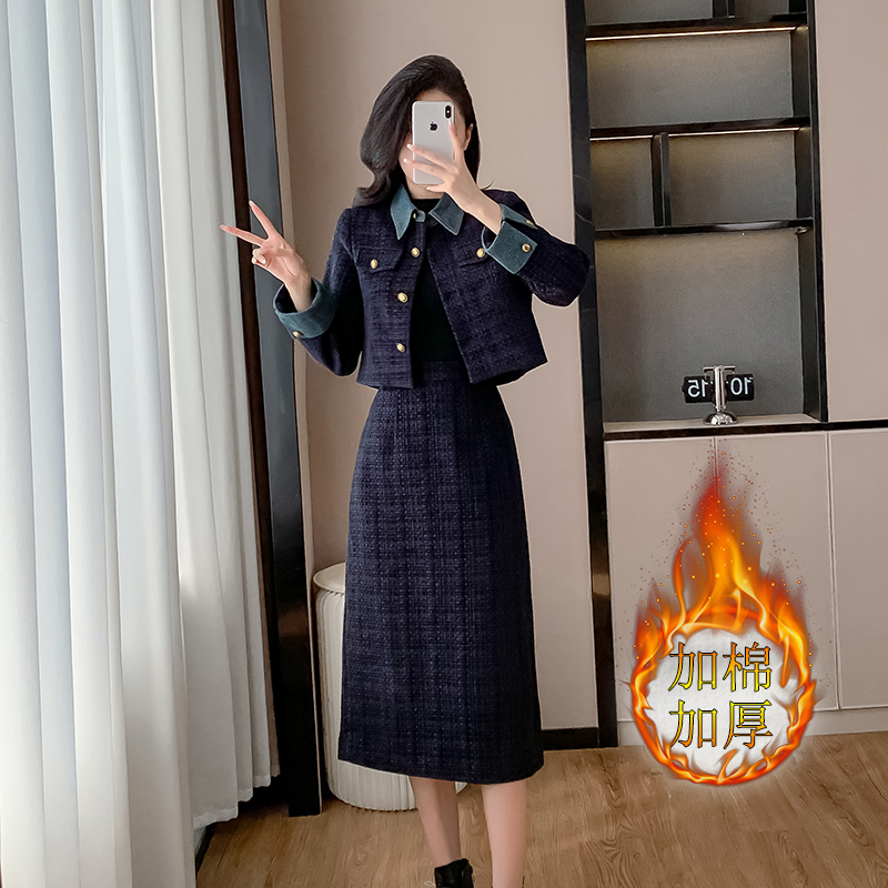 今年流行法式小香风套装女2025秋冬季新款名媛气质半身裙两件套