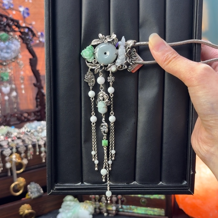 翡翠银S925镶嵌发饰