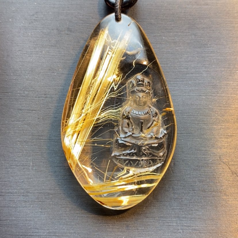 【闪购商品】水晶颈饰未镶嵌天然钛晶观音吊坠