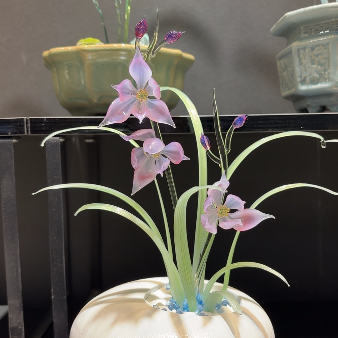 手工艺品琉璃粉黛兰花02