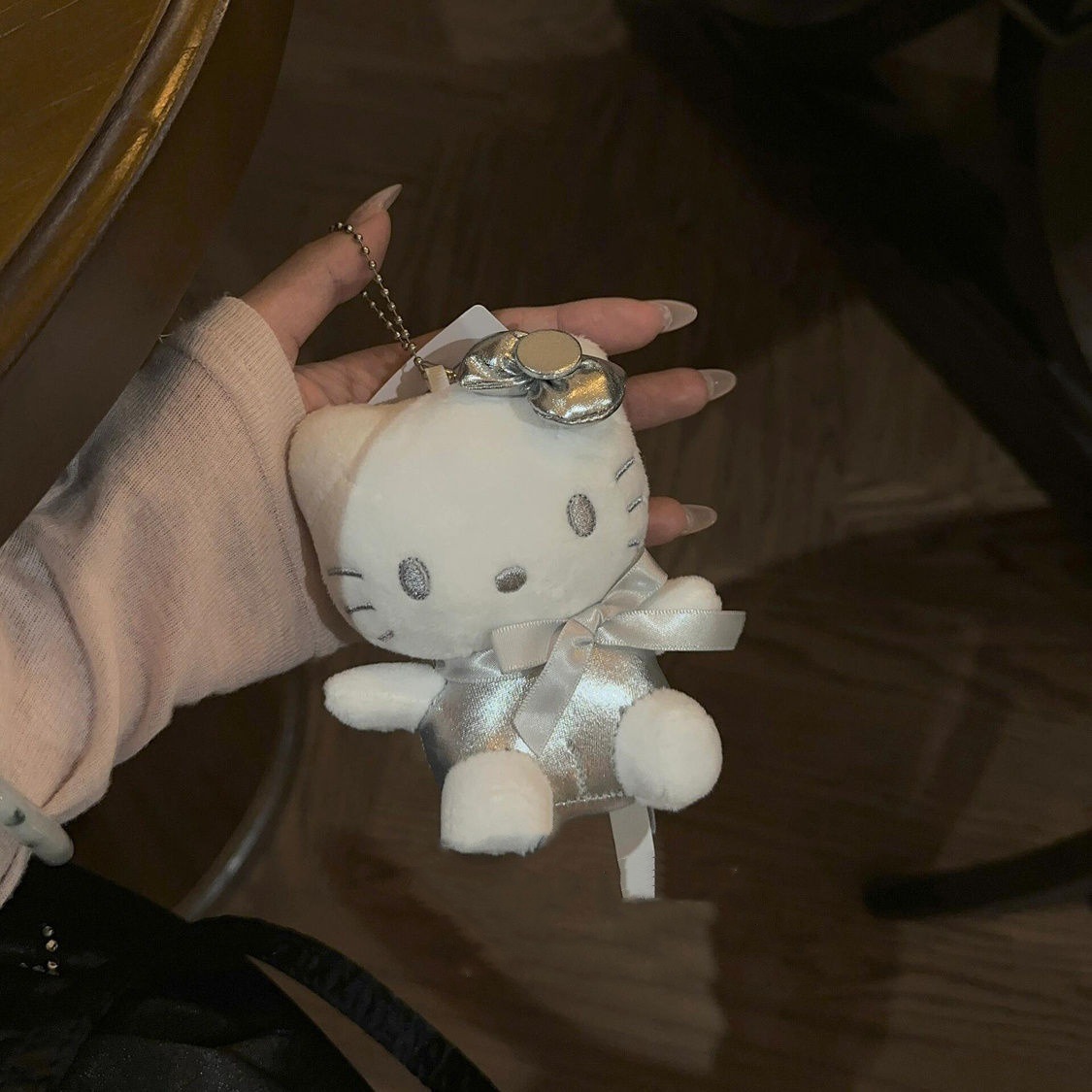 新款小众ins风银色设计款包包挂饰可爱Kitty钥匙扣玩偶