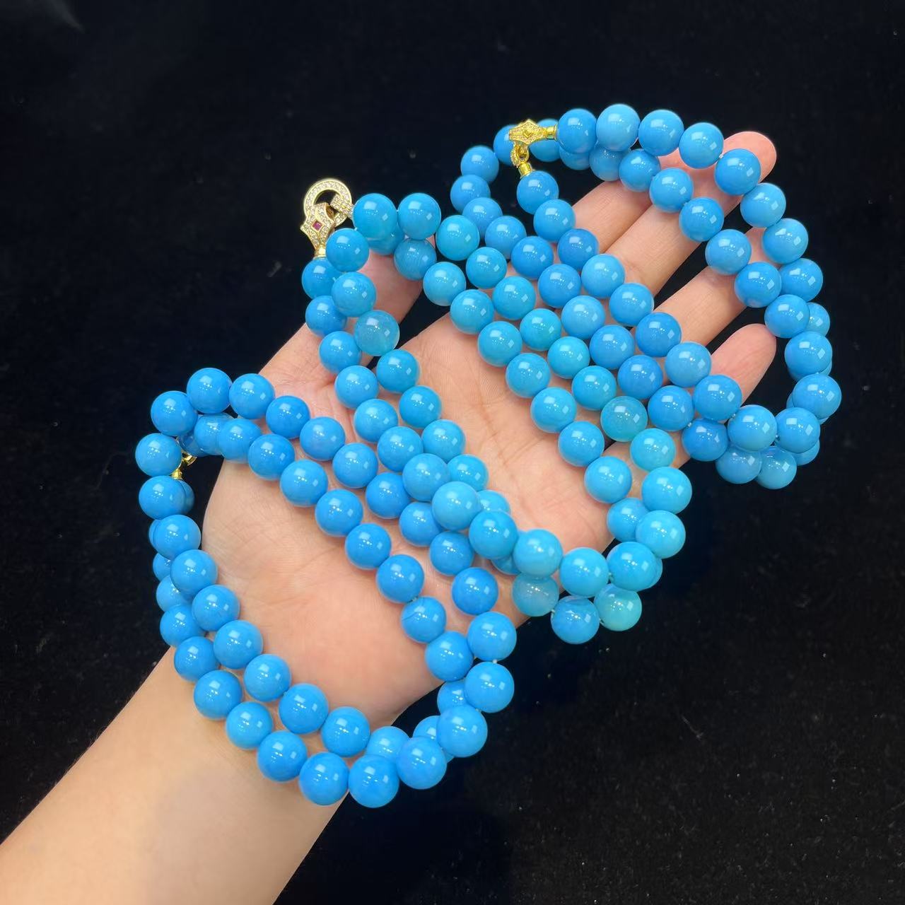 高瓷云盖寺松天空蓝玛瑙项链10mm（多样性只发一件） A28-140