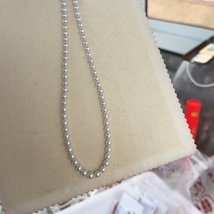 淡水珍珠颈饰银S925镶嵌6-7无核极光镜面正圆无暇冷白