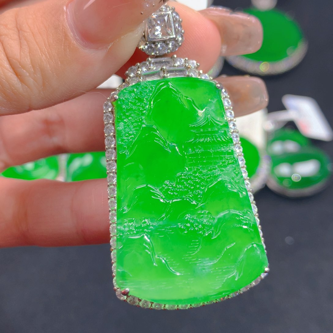 翡翠颈饰银S925镶嵌111111111