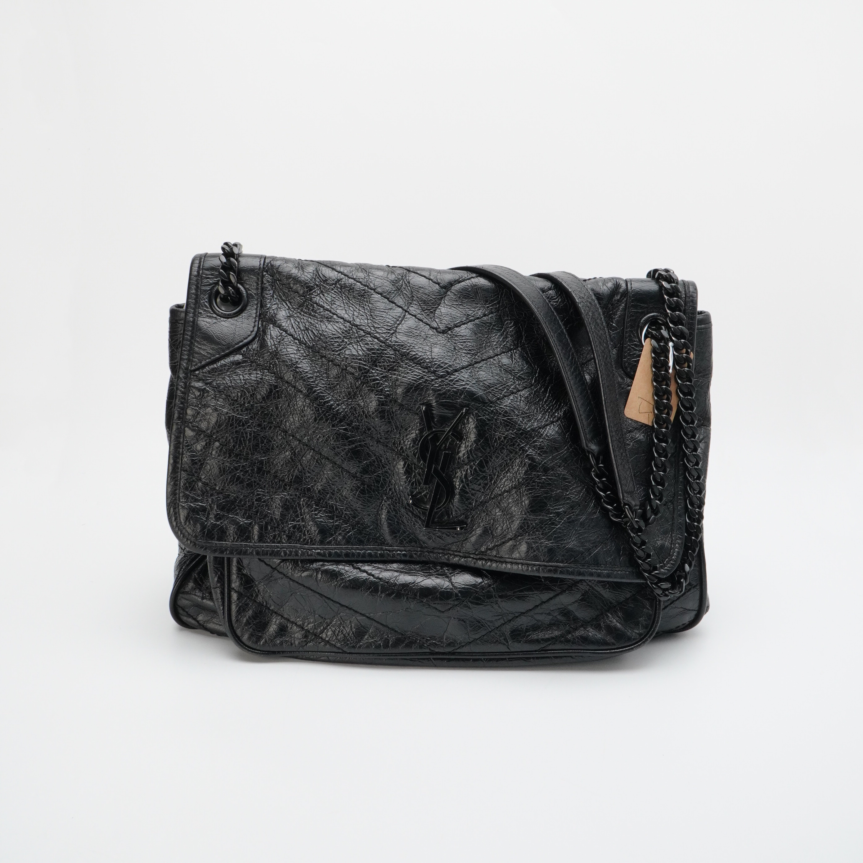 95新 YSL/圣罗兰 YSL圣罗兰黑银Niki大号链条包 11275