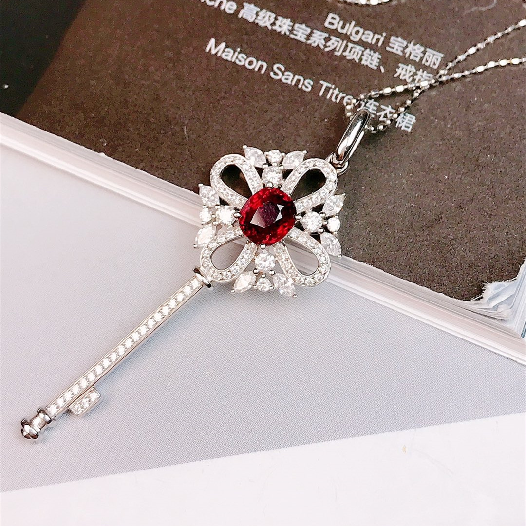 红宝石吊坠（不含链）/1.04ct天然无烧红宝石18K金钻石附GUILD证#GA