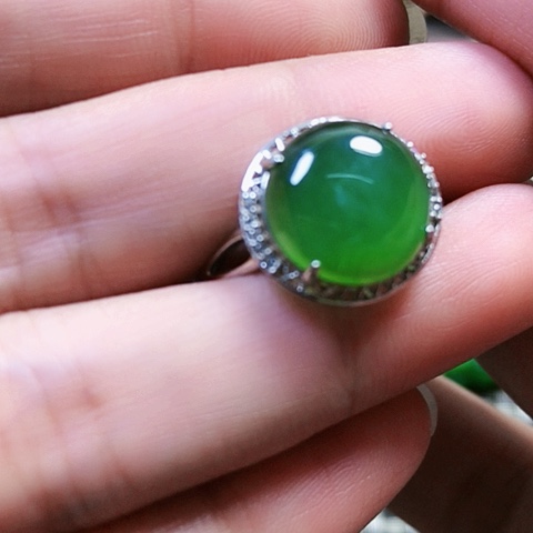 和田玉银S925镶嵌戒指