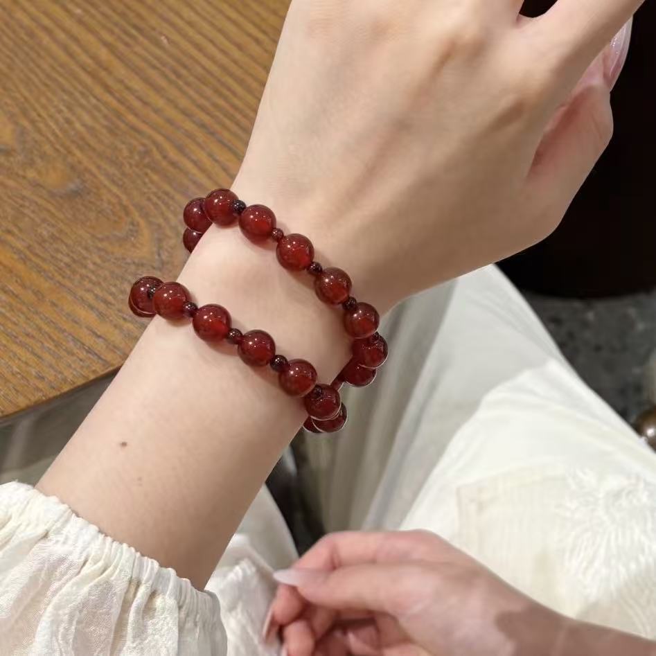 【许妍同款】8m酒红色系红玛瑙双圈精致满肉款