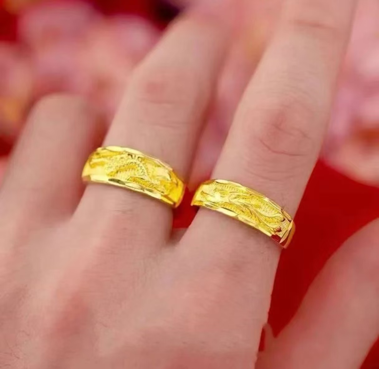 合金戒指 合金饰品【龙凤戒指】男女情侣款 可调节活口戒指龙凤呈祥